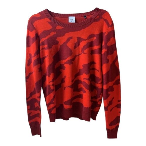 Cabi | Sakura Camo Red Maroon Pullover Crewneck Long Sleeve Sweater 3158 | M - Picture 6 of 6